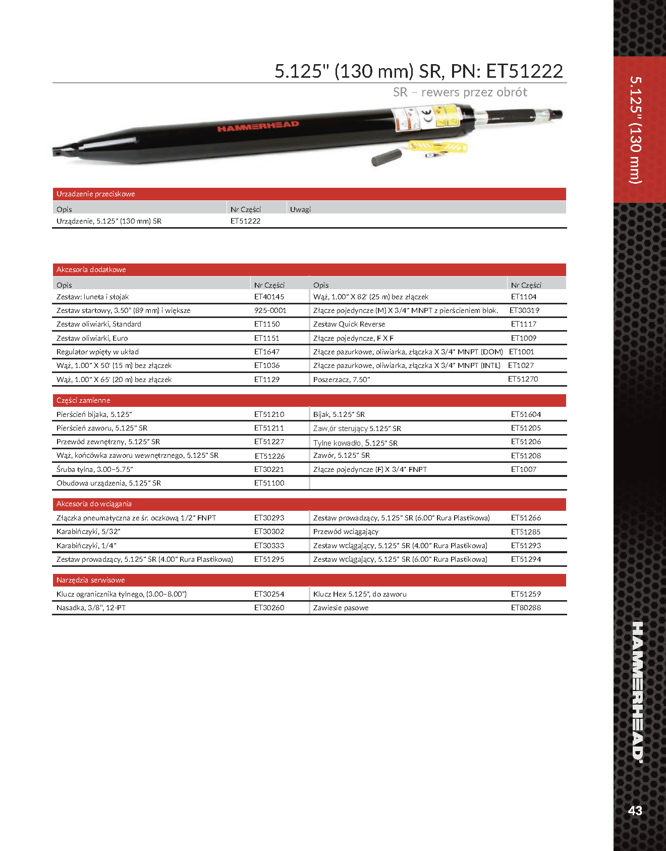 HAMMERHEAD SR - 5.125" (130 mm) (ET51222) - obrazek 2